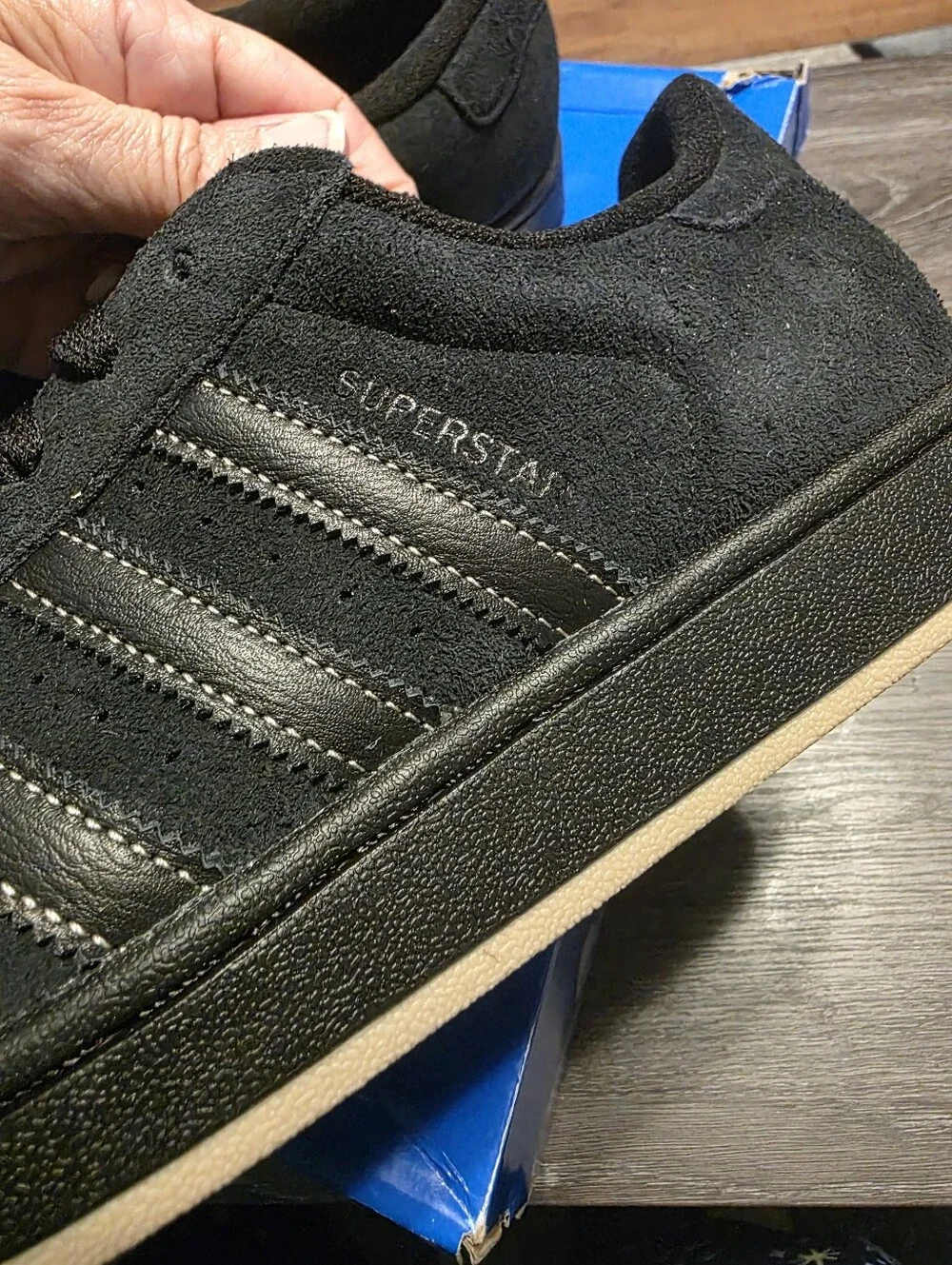 Adidas Superstar 2 Black Suede Low-Top Sneakers with Gold Logo